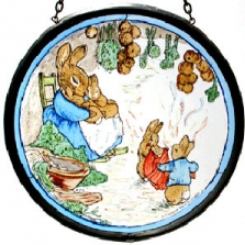 Mrs Rabbit in Burrow Glass Painted Roundel