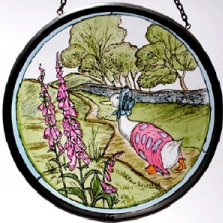 Jemima Puddle-Duck Glass Painted Roundel