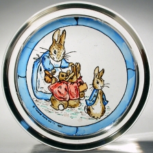 Mrs. Rabbit and Flopsy Bunnies Glass Paper Weight
