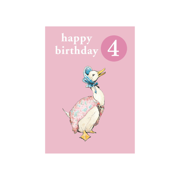 Jemima Puddle-duck 4th Birthday Badge Card