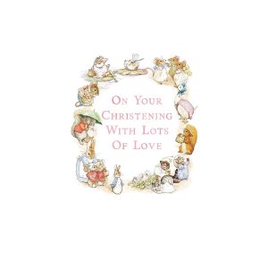 Beatrix Potter Christening Card - Pink