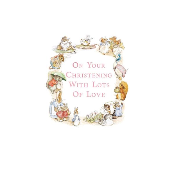 Beatrix Potter Christening Card - Pink