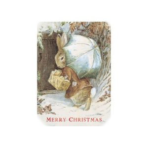 Bunny With Basket Merry Christmas Card