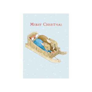 Peter and Benjamin Sledging Merry Christmas Card
