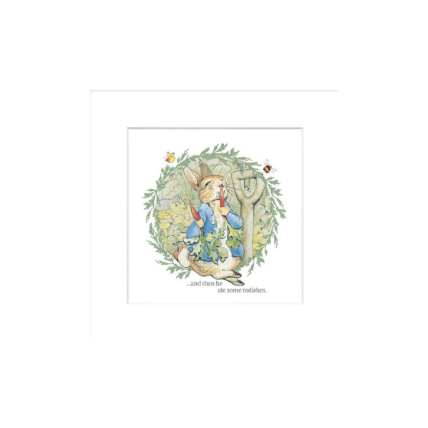 Peter Rabbit Eating Radishes Mounted Print
