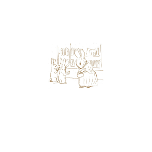 Mrs Rabbit Shopping Sketch Greetings Card