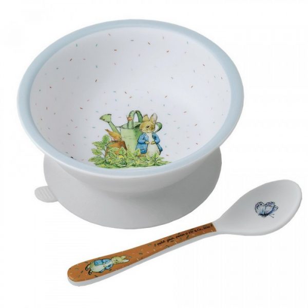 Peter Rabbit Blue Bowl with suction pad and spoon set