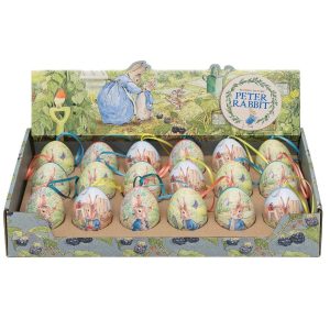 Peter Rabbit Assorted Small Hanging Egg Shaped Tin