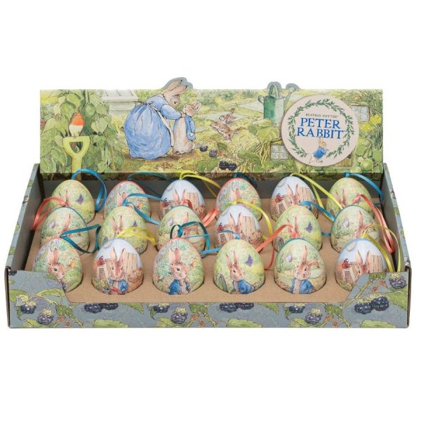 Peter Rabbit Assorted Small Hanging Egg Shaped Tin