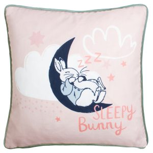 Peter Rabbit Sleepy Head Pink Cushion