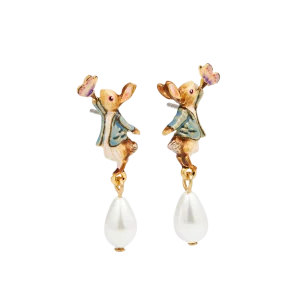 Peter Rabbit Butterfly Pearl Drop Earrings - Fable England