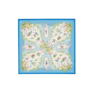 Peter Rabbit Blue Silk Blend Square Scarf - Fable England