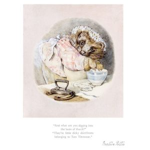 Mrs Tiggy-Winkle starching Mounted Limited Edition Print