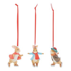 Peter, Benjamin and Flopsy Skating Hanging Ornament Set